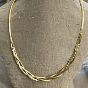 Triple Strand Twisted Omega Chain Adjustable Sterling Silver Necklace